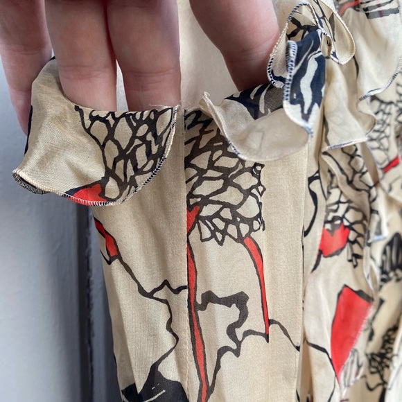 Valentino Floral Chiffon Poppy Print and Ruffle Detail Dress size SMALL - Picture 4 of 8